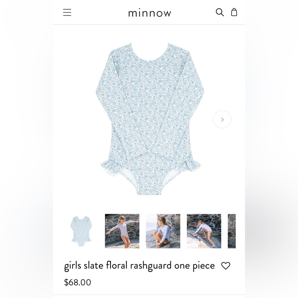 Minnow Girls Slate Floral Rashguard One Piece